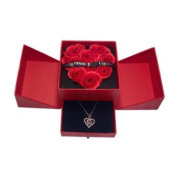 💖 Collier Or Rose – Cœur & Infini avec Pierre Rose