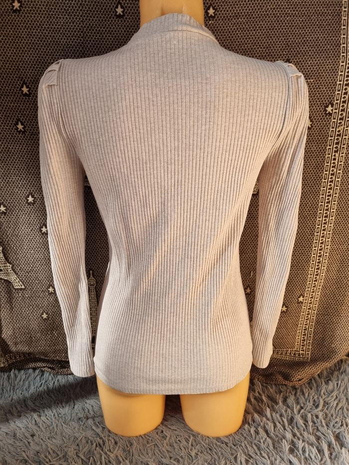 Pull côtelé beige clair taille M - photo numéro 4