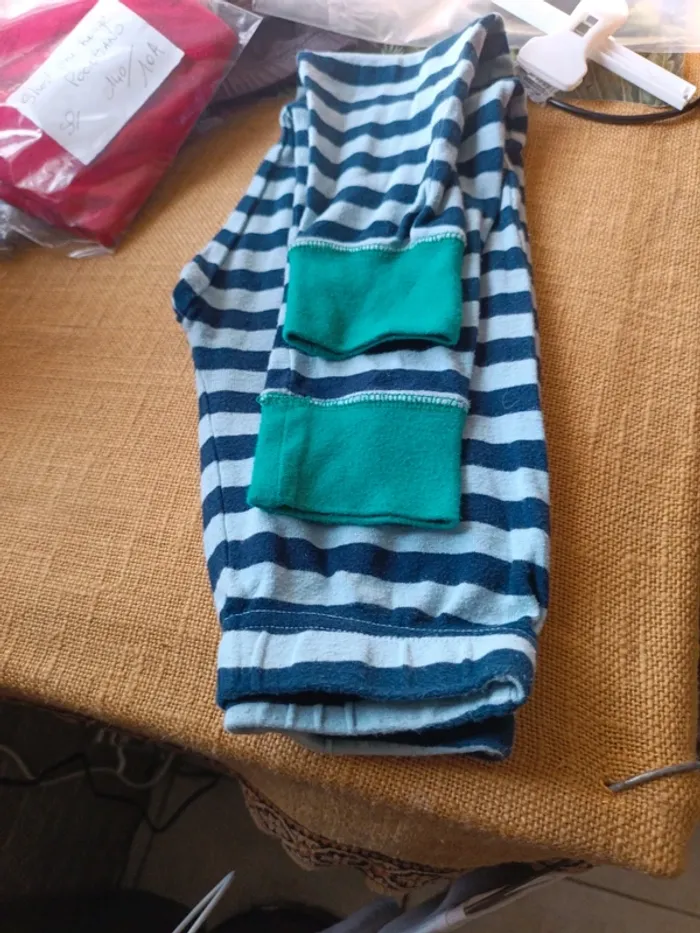 Pantalon de pyjama rayé marine-ciel 6A - photo numéro 5