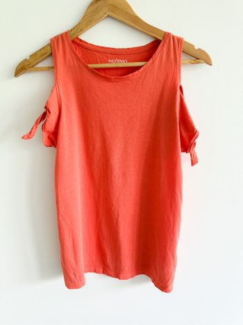 Top épaules dénudée orange in extenso taille 36 S
