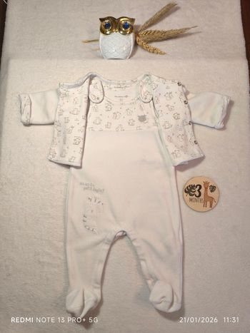 Pyjama velours mixte 3 mois sergent major