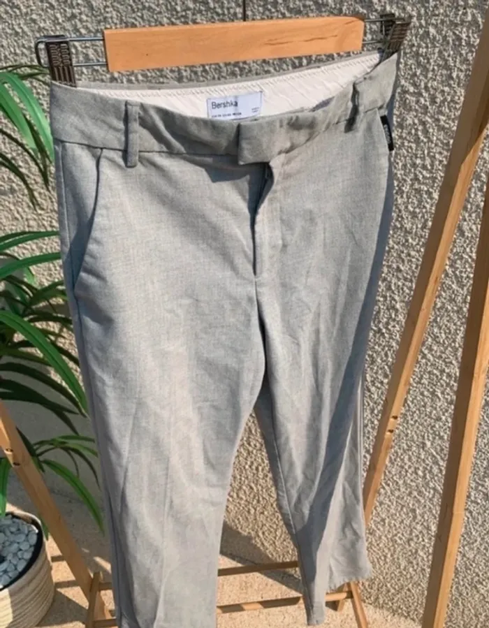 Pantalon droit Bershka gris XS - photo numéro 4