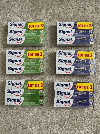 Lot de 18 tubes dentifrice Signal Intégral 8 haleine fraîche & complet