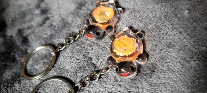 Lot de porte-clés tortues orange fluo - photo numéro 2