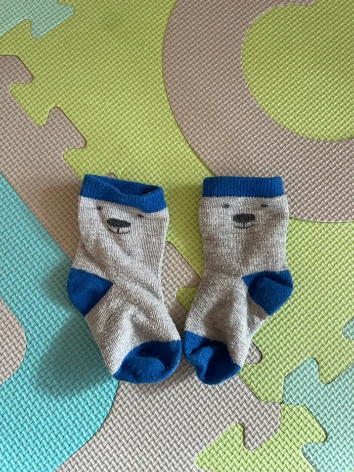 Jogging bleu ourson + chaussettes taille 6mois - photo numéro 3