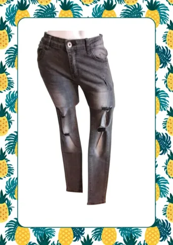 Jean gris noir effet troué