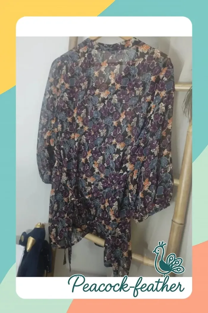 Blouse voilage violet yessica 46 - photo numéro 4