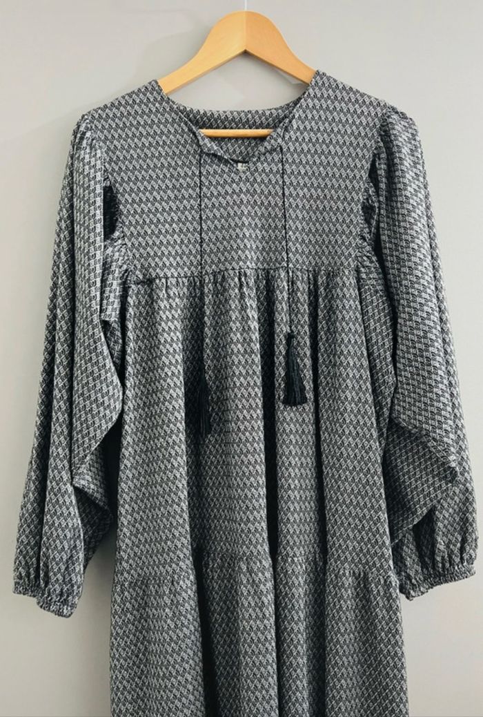 Abaya Robe longue manches longues noir/gris Taille 44