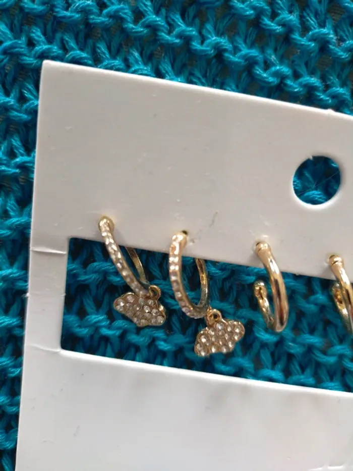 Lot 3 petites de créoles incrustées de strass - photo numéro 4