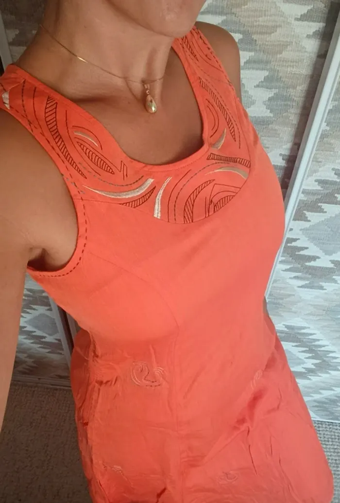 Robe Nitya orange 40 sans manches coton viscose