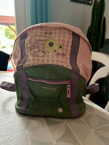 Sac à dos fille gris et rose en très bon état -  Géonaute