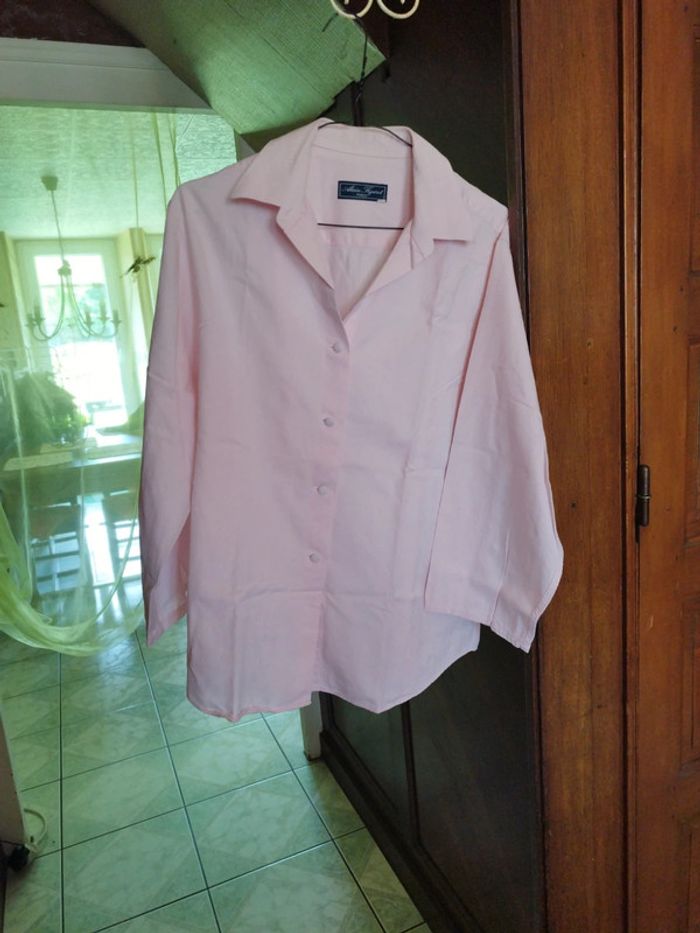 Chemise rose pâle rayures vintage XL/42 y2k - photo numéro 15