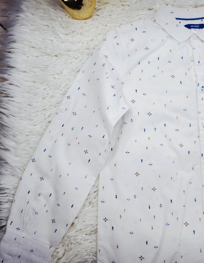 Chemise manches longues blanc à motifs graphiques Garçon taille 10 ans marque Okaidi 🎸 - photo numéro 8