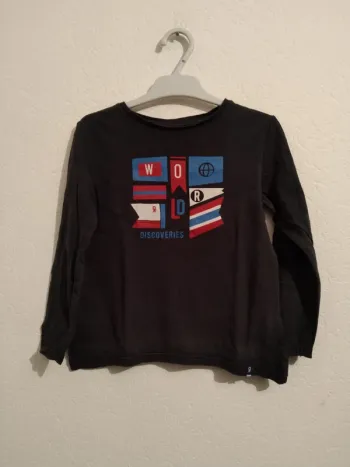 tee shirt manches longues bleu marine okaidi garcon 4 ans