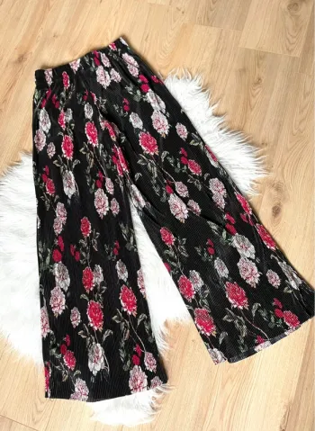 Pantalon fluide plissé fleurs