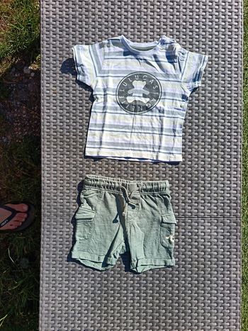 Ensemble 24 mois 2 ans bebe garçon short tee shirt haut lulu castagnette