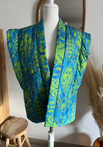 Veste matelassée sans manches bleue-verte Garçonne