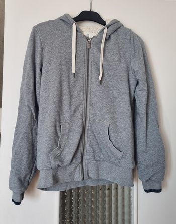 sweat zippé fourré gris avec capuche Bizzbee taille 36 S