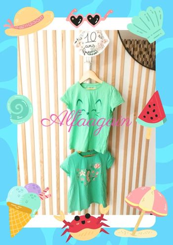 Lot t-shirts verts Kiabi 10ans