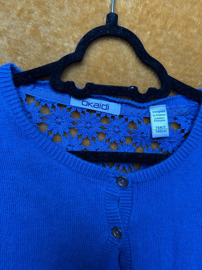 Gilet fille bleue fleurs - Okaïdi - 10 ans - photo numéro 3