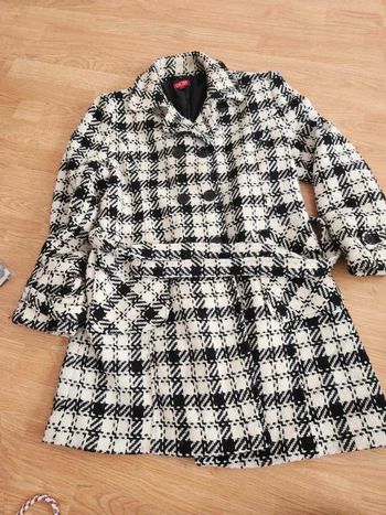 Manteau  mi longue  à  carreaux  tweed
