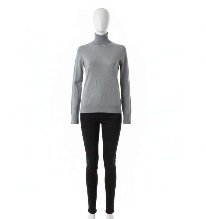 Pull gris col roulé fin