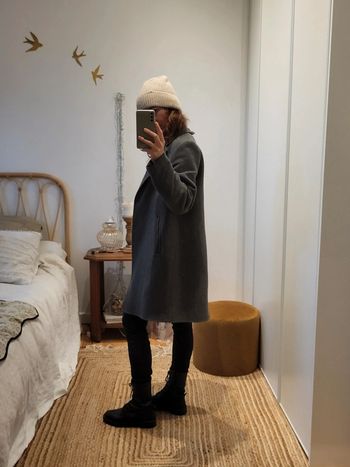 Manteau mi long gris