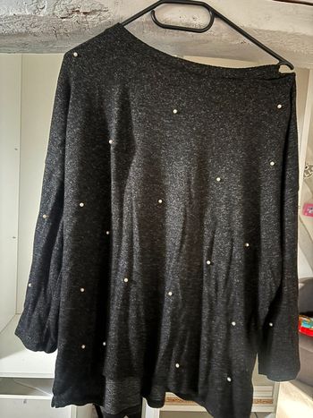 Pull leger femme noir gris perlé taille M