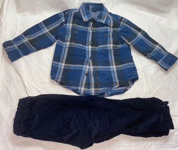 lot chemise Gap + pantaloon velour H&M 24 mois