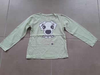 T-shirt jaune chien ML fille 7-8 ans TBE