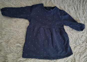 Robe d'hiver marine à pois doré pailleté 18mois