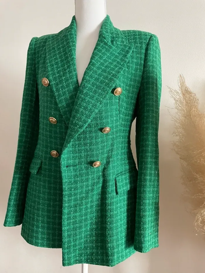 Zara Veste blazer tailleur tweed à boutonnage croisé taille S - photo numéro 7