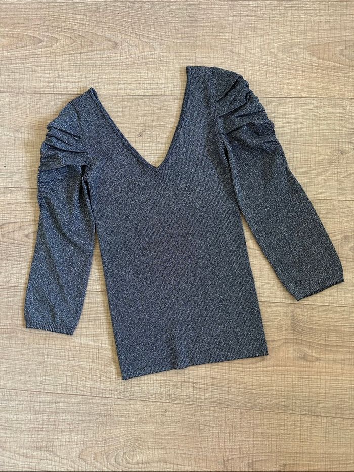 Pull argenté pailleté Morgan taille M comme neuf - photo numéro 7