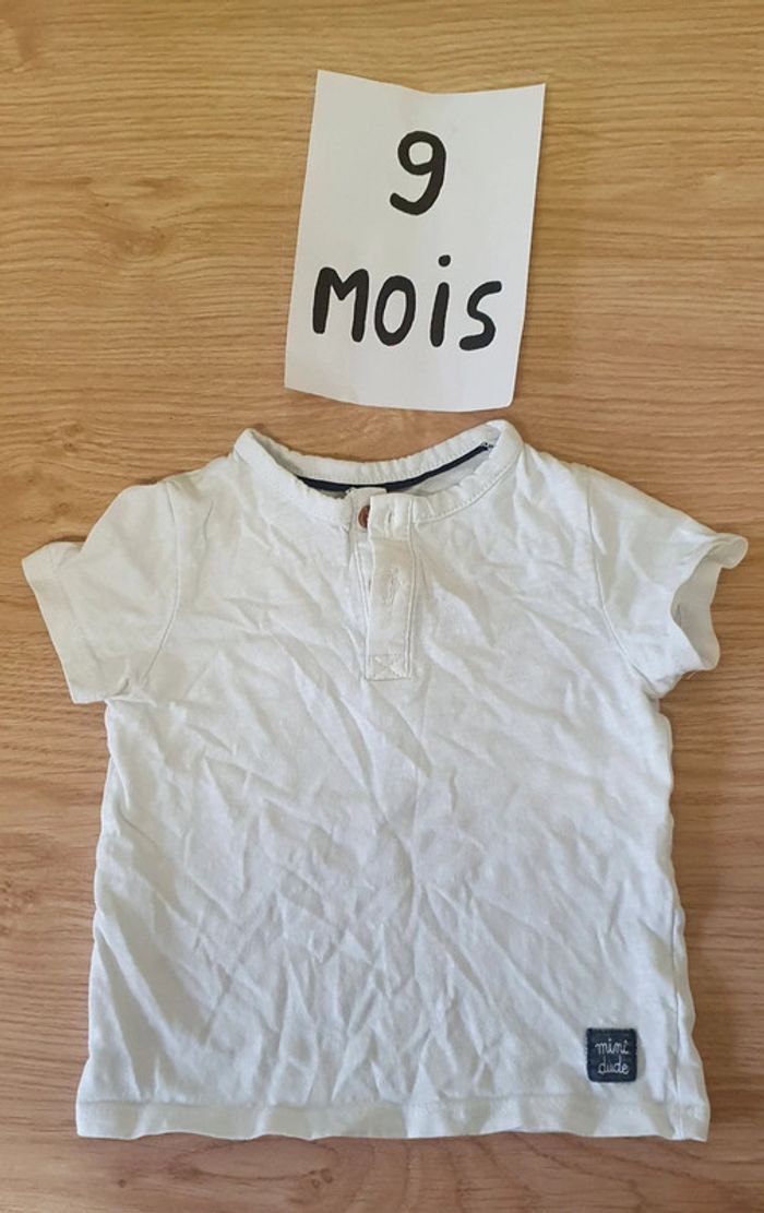 Maillot t-shirt 9mois garçon blanc kiabi été