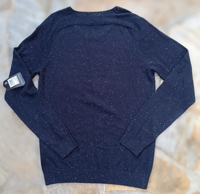 Pull légèrement col V Volcom Neuf taille S Bleu marine tacheté logo brodé Gris - photo numéro 5