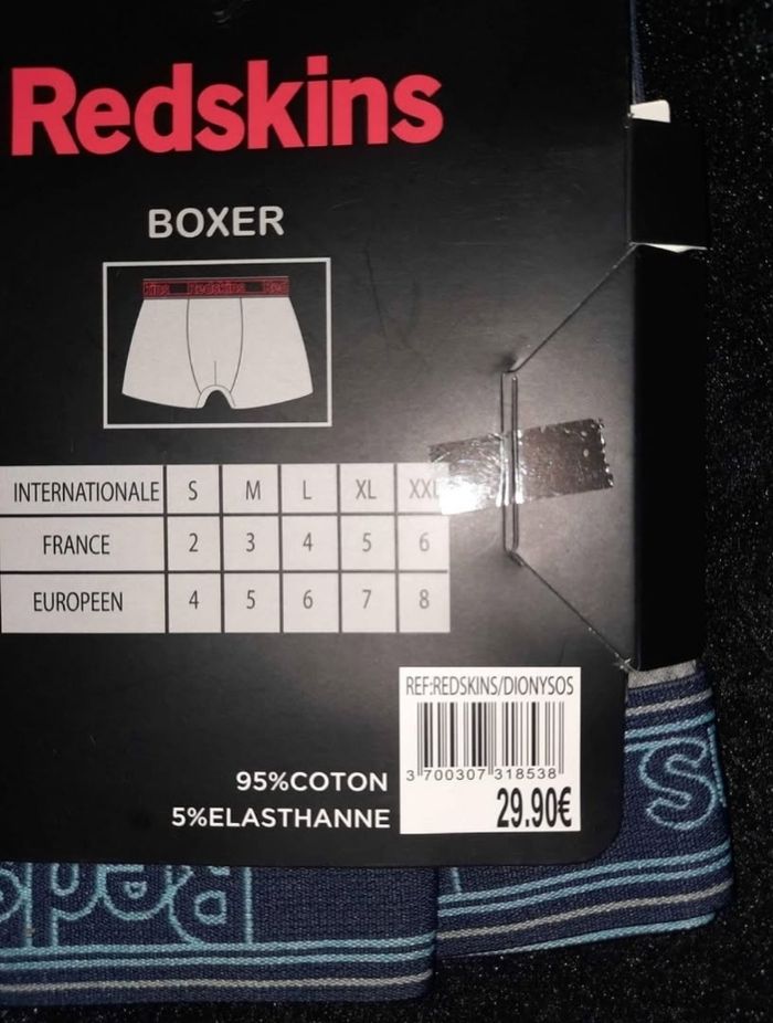 Lot 2 boxers redskins taille S - photo numéro 2