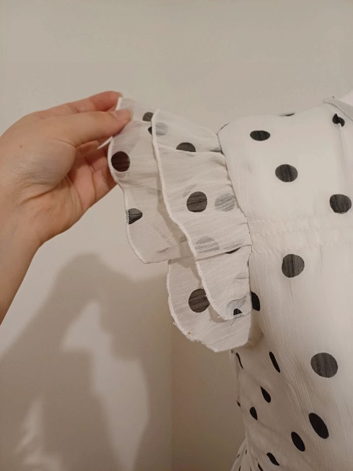 Tunique blanche à pois noirs Leslly taille L 40 - photo numéro 5