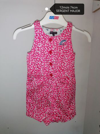 Combishort fleuri Sergent major 12mois 74cm