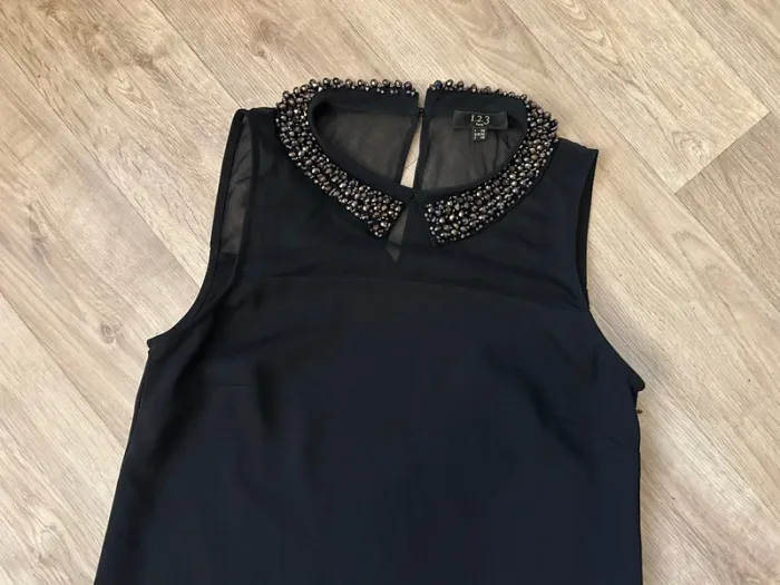 123 robe noir à col Claudine à sequin brillant pailletée femme, taille 36 - photo numéro 2