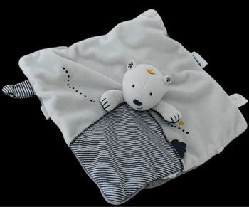 ❤️B5287 Doudou Plat Ours Sam Couronne Blanc Bleu Noukie's Noukies