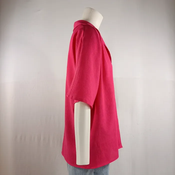 Chemise vintage rose fuchsia Daniel Duval Paris, coupe droite fluide taille XL estimée A1204 - photo numéro 4