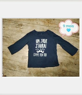 Joli t-shirt garçon manches longues 9 mois
