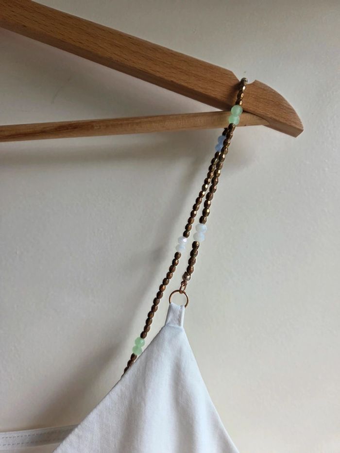Débardeur blanc avec bretelles perlées - Cerise Blue taille L - photo numéro 2