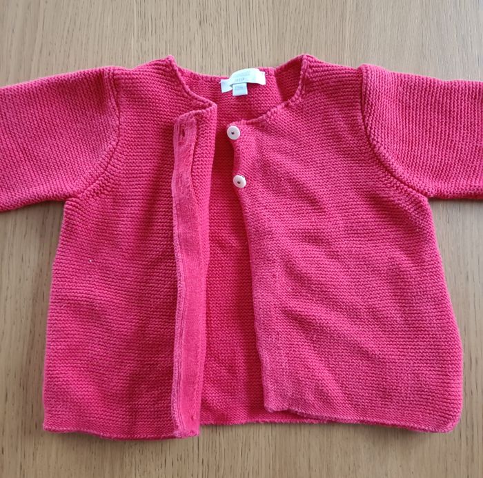 Gilet Cardigan en maille Jacadi rouge 12 mois fille - photo numéro 5