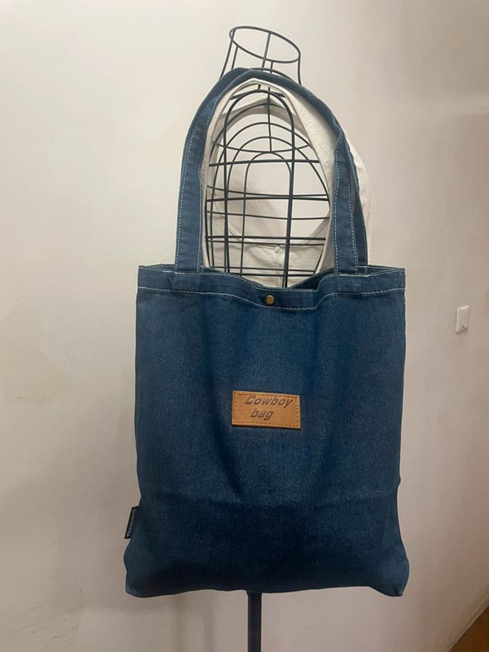 Sac Fourre-Tout Chic en Denim Bleu pour Femme/sac en bandoulière et épaule. - photo numéro 3