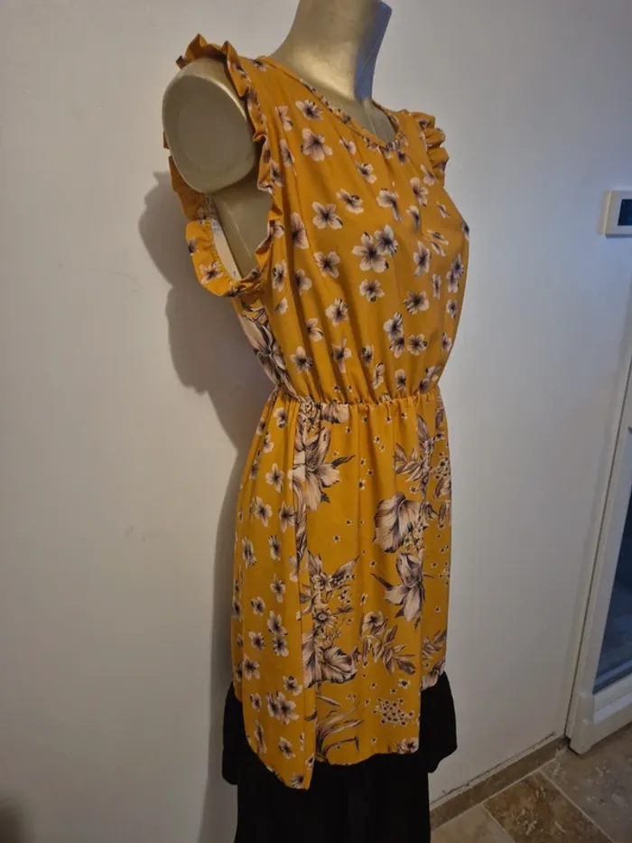 Robe jaune fleuri taille unique - photo numéro 4