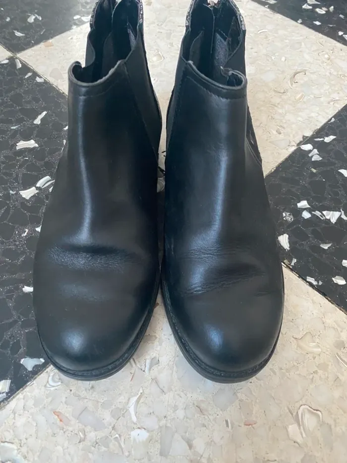 Bottines André noires cuir – T36 – fermeture zippée arrière - photo numéro 2
