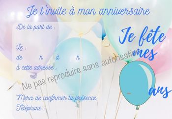 Carte d'invitation Anniversaire