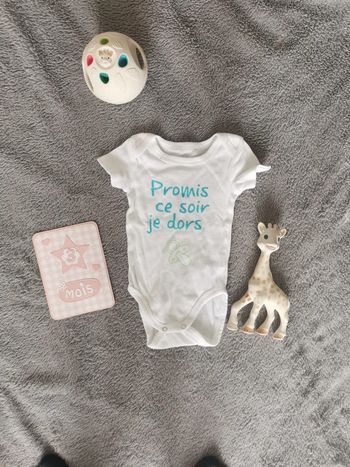 Body blanc "promis ce soir, je dors" Tex 3 mois