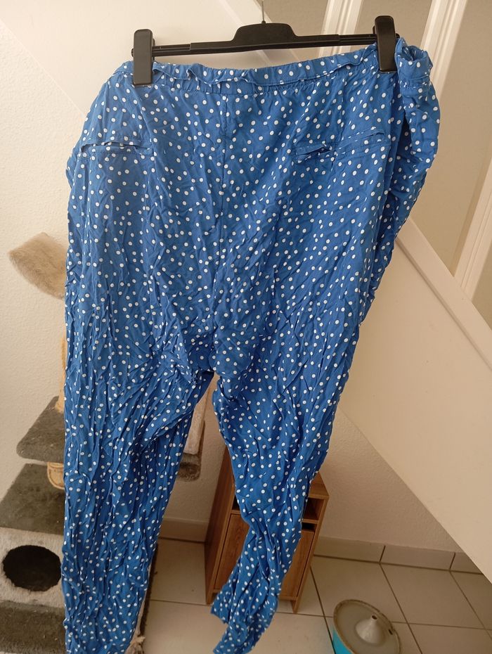 Pantalon bleu pois blanc Léger - photo numéro 3